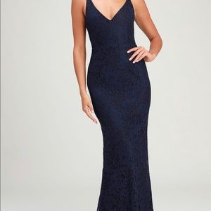 Glam galore navy lace dress from Lulus